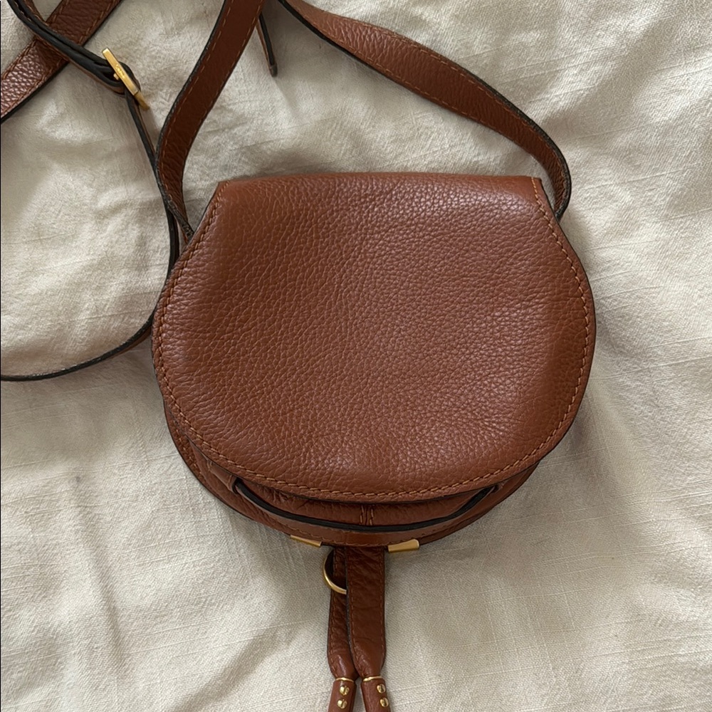 Chloe Marcie Small Saddle Bag Tan - Picture 8 of 8